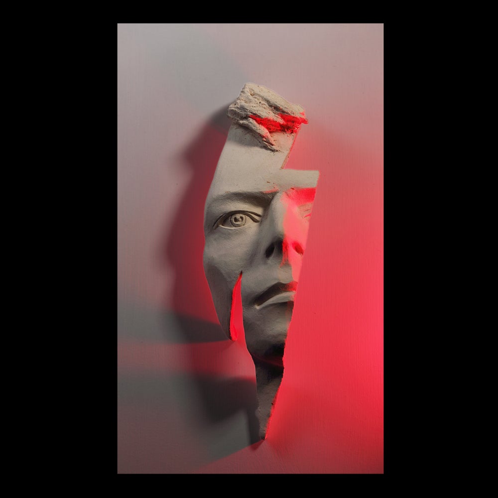 David Bowie Flash Red LED Sculpture By Maria Primolan