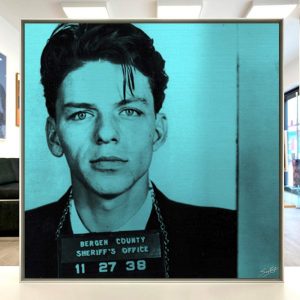 Frank Sinatra - small aluminium print in aqua by Louis Sidoli.