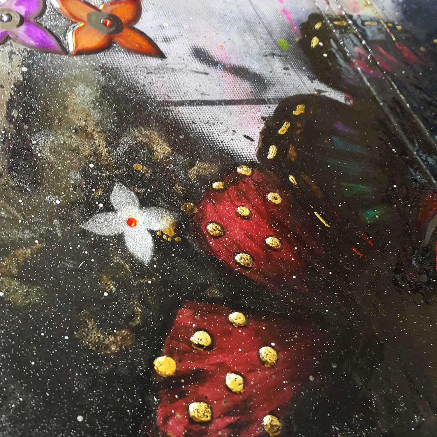 Audrey Hepburn On Canvas (Original) by VeeBee - detail