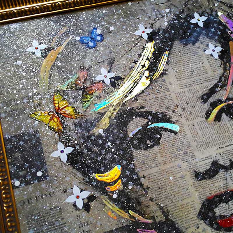 Marilyn Monroe On Canvas (Original) by VeeBee - detail