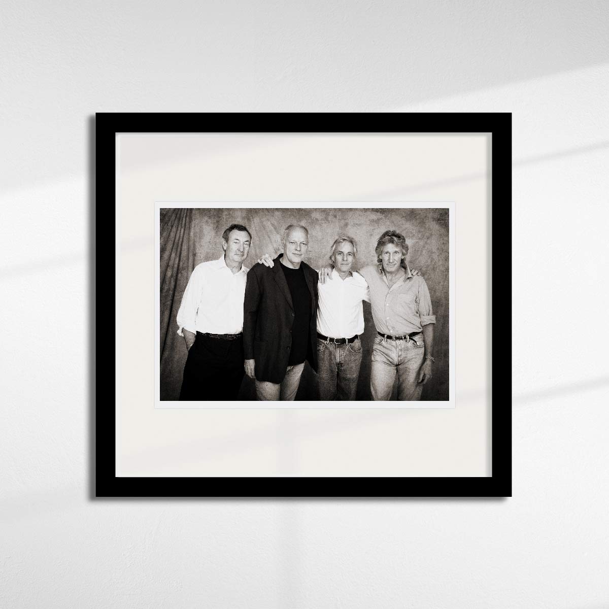 Pink Floyd group shot, limited edition print by Brian Aris available in a black frame.