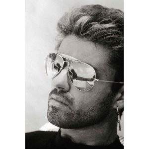 George Michael - Closeup with Mirrored Ray-Ban - B&W