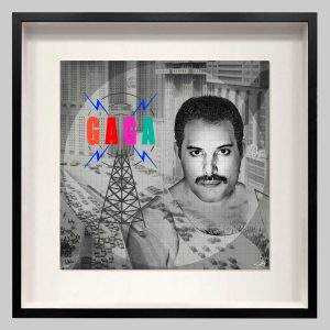 "Radio Gaga" Freddie Mercury / Queen by Louis Sidoli presented in a black frame.