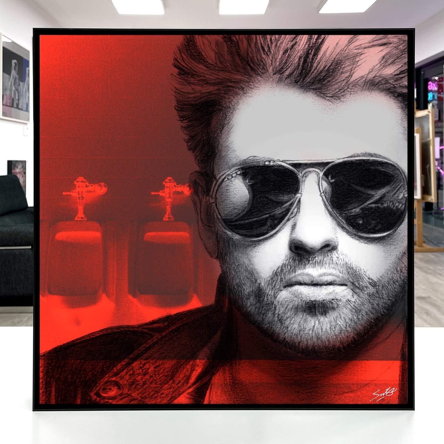 "Let's Go Outside" George Michael (Solid Red / Black) By Louis Sidoli - Small