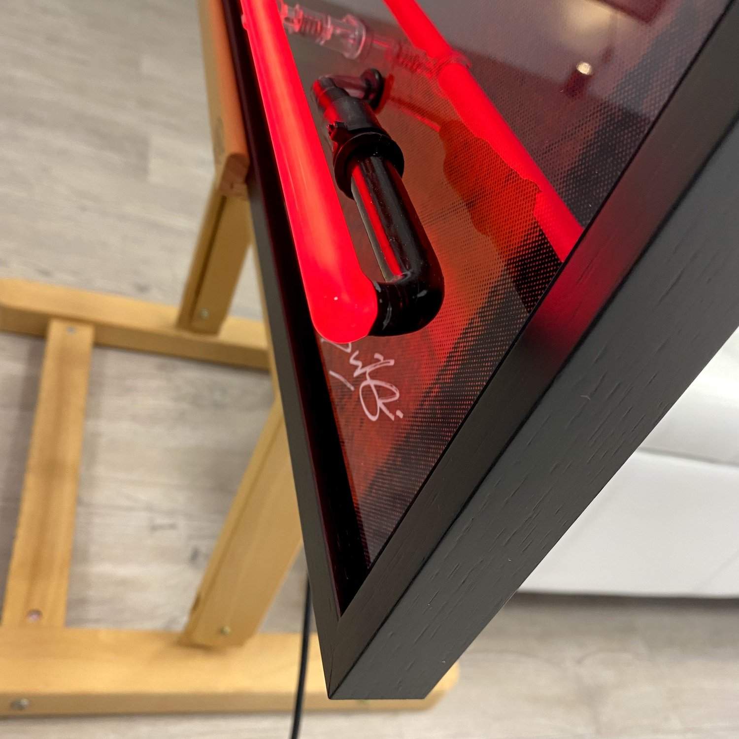 "Let's Go Outside" George Michael (Solid Black, Red) - aluminium and neon artwork by Louis Sidoli