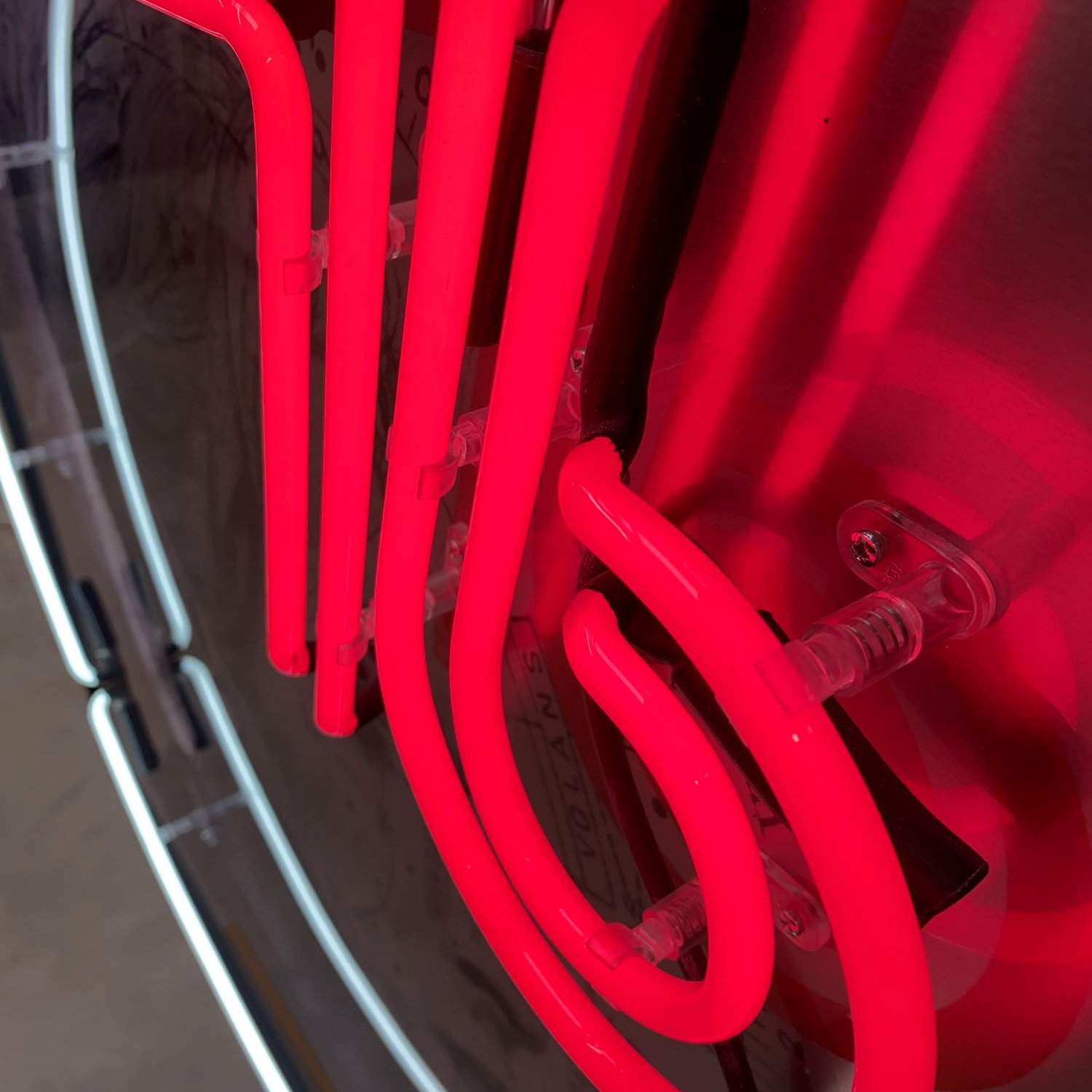 "The Visitor" David Bowie (Rose Gold, Red + White Neon) Neon and aluminium artwork by Louis Sidoli