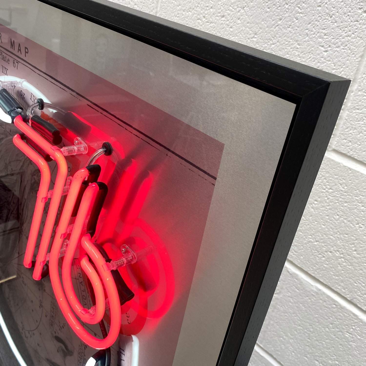 "The Visitor" David Bowie (Rose Gold, Red + White Neon) Neon and aluminium artwork by Louis Sidoli