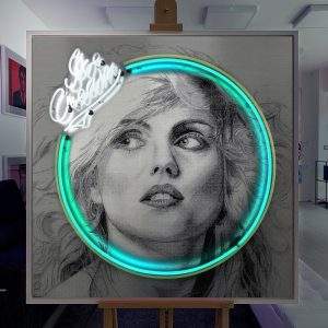 "Sundae Girl" Debbie Harry (Aqua / White) aluminium and neon artwork by Louis Sidoli