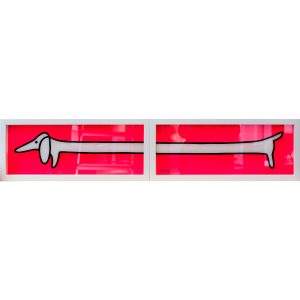 Large Sausage Dog (Red) Original Painting On Glass By Veebee