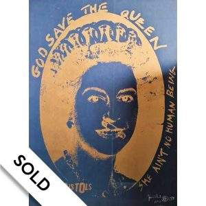 God Save the Queen (gold on blue)- Jamie Reid