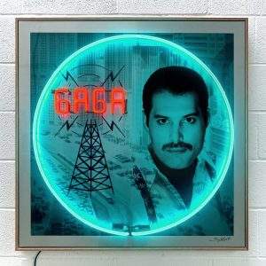 "Radio Gaga" (Freddie Mercury). Neon and aluminium art by Louis Sidoli.
