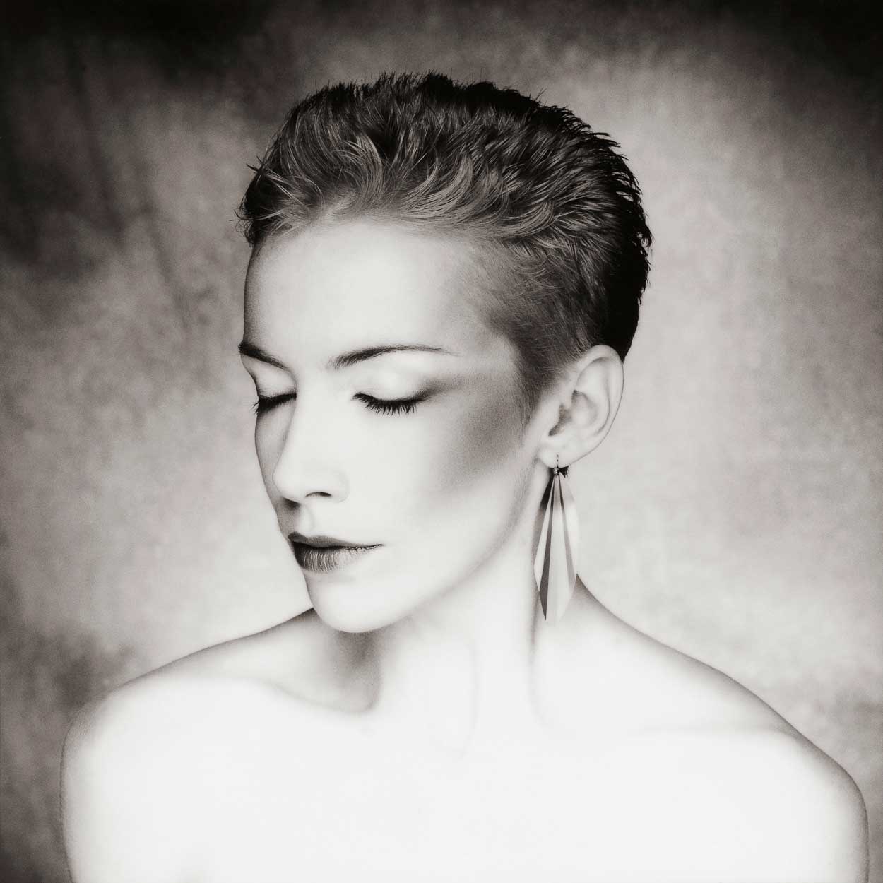 Limited edition black and white print of Annie Lennox "Studio Portrait, 1983 - No.2" by Brian Aris