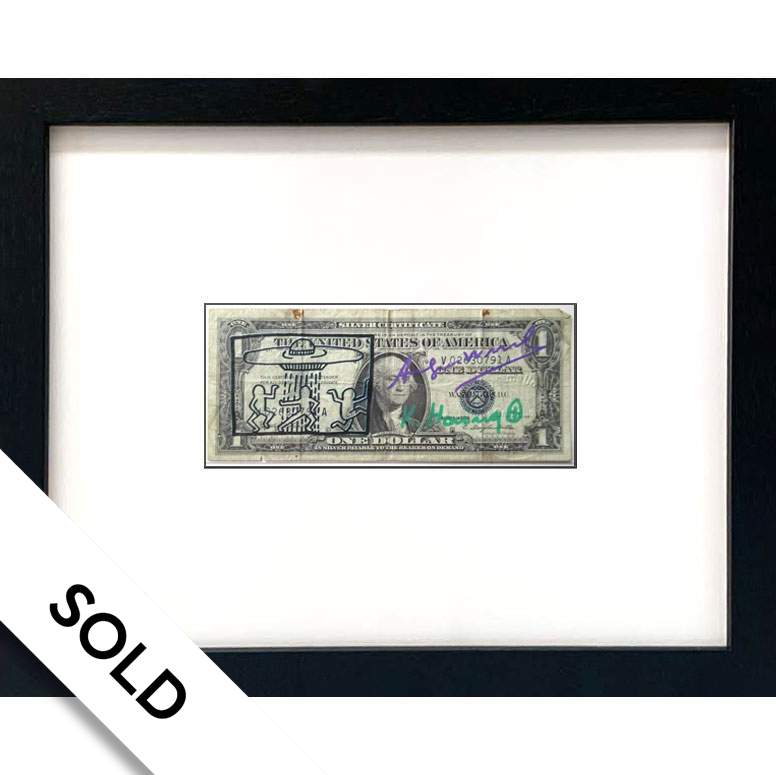 Keith Haring - One Dollar Bill with UFO - SOLD