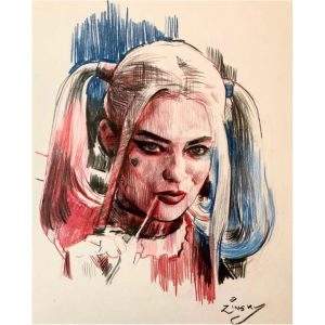 Harley Quinn - Pastel Pencil on Paper by Zinsky