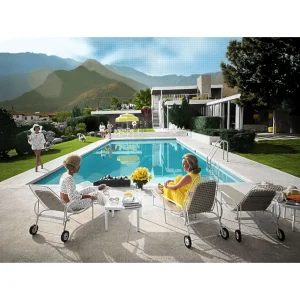 Poolside Gossip by Nick Holdsworth (Deluxe Aluminium Print). Slim Aarons referenced prints are officially licensed.