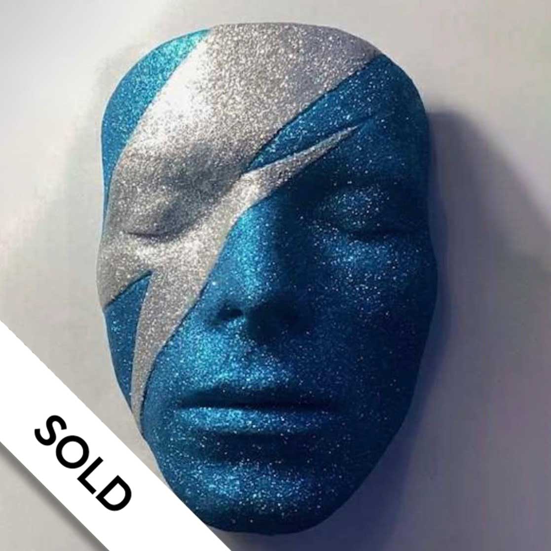 Bowie - Aladdin Sane (Blue Glitter) Mask by Nick Boxall - SOLD