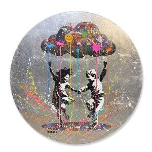 Dancing in the Rain – (Silver, Round) Original by Veebee