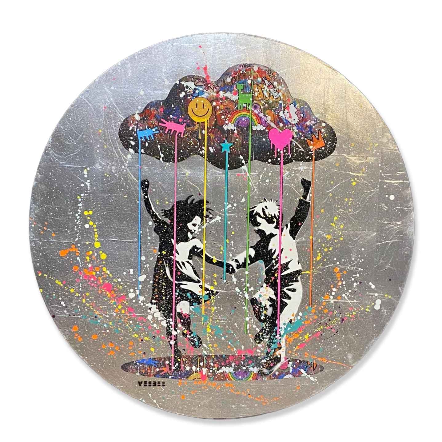 Dancing in the Rain – (Silver, Round) Original by Veebee